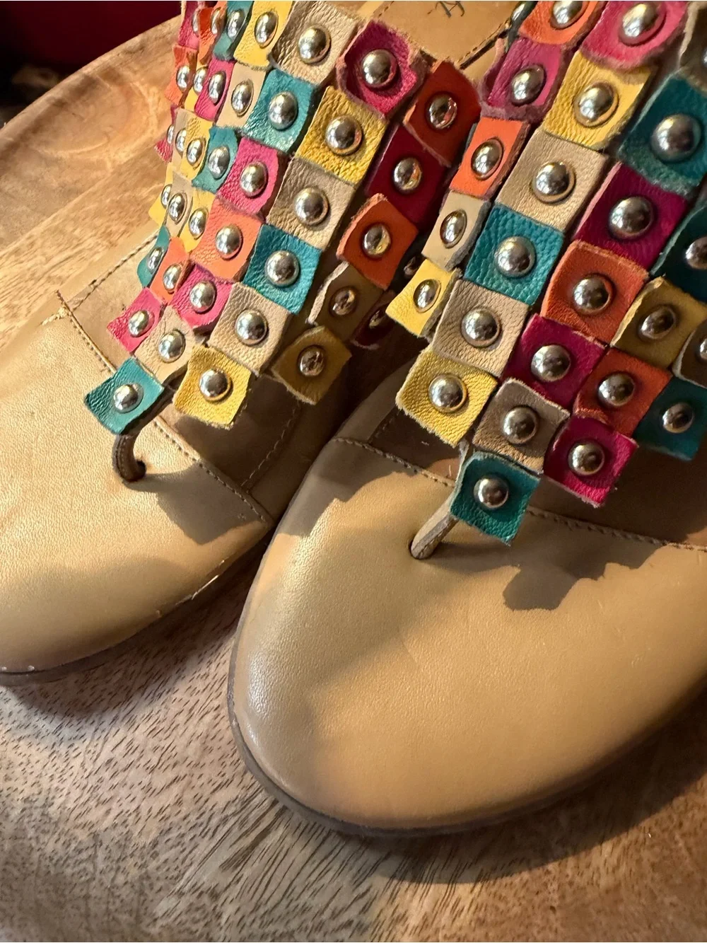 Eurosoft by Sofft Leather Multicolor Studded Slide Sandals Size 10M